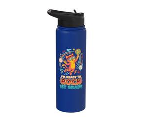 I'm Ready to Rock 1st Grade Cool Cat Back to School Student Stainless Steel Insulated Water Bottle