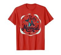 I'm Really A Mermaid: Whimsical Ocean Fantasy T-Shirt, Men, Red, S