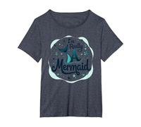 I'm Really A Mermaid: Whimsical Ocean Fantasy T-Shirt, Women's Plus, Heather Blue, 1X