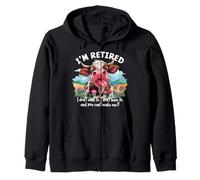 I'm Retired Funny Cow Happy Retirement Gifts Men Women Zip Hoodie