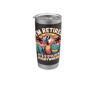 Im Retired Its 5 Oclock Everywhere Retro Parrot Stainless Steel Insulated Tumbler