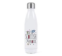 I'm Scottish and Proud Double Wall Water Bottle Insulated Stainless Steel Sports Drinks 500ml White