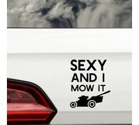 I'm Sexy and I Mow It Funny Sticker -Waterproof Decals for use on Laptops, Car Bumpers, Windows, Water Bottles, Fun Gardener Gifts & More (Black, Medium)