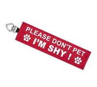 I'm Shy Dog Leash Wrap, Double-Sided Visible Dog Sleeve with Heart Carabiner, Ripstop Please Don't Pet Warning Sign, Fits Standard Rope & Flat Leashes, Red