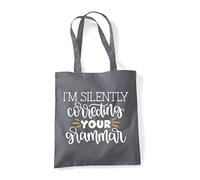 I'm silently correcting your grammar funny nerd statement [FB21] tote shopping bag - Dark Grey