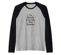Im Silently Correcting Your Grammar Raglan Baseball Tee, Men, Black/Athletic Heather, XXL