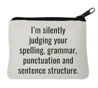 I'm Silently Judging Your Spelling Neoprene Coin Purse Pouch 10x11cm White