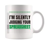 I'm Silently Judging Your Spreadsheet Accounting Gifts Accountant Data Analyst Bookkeeper Researchers CPA Dad Mom Wife Husband Coworker Boss Drinkware Ceramic Mug White 11 oz