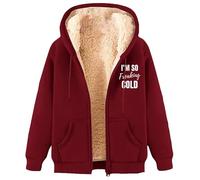 I'm So Freaking Cold Zip Up Hoodies for Women/Men Funny Letter 3D Printed Sherpa Fleece Lined Jacket Casual Tracksuit Tops Winter Cardigan
