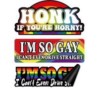 I'm So Gay I Can't Even Drive Straight, 3 Pack Car Magnet Signs | Magnetic LGBT Waterproof Reflective Funny Car Stickers, Reflective Truck & Vehicle Bumper Sticker