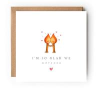 I'm So Glad We Matched Greeting Card, Dating App Anniversary, Valentine's Day, Birthday Card for Partner, Blank Inside, Kraft Envelope, 300gsm
