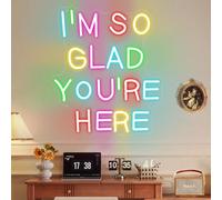 I'm So Glad You are Here Neon Sign, Dimmable LED Light Up Signs USB Powered for Bar Man Cave Coffee Room Home Birthday Wedding Party Living Room Decor