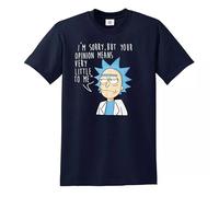 I'm Sorry But Your Opinion Mens T-Shirt Rick and Morty Spoof American Anime Top (Navy,L)
