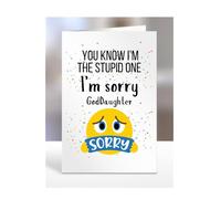 I'm sorry GodDaughter Card, gifts for men, women, female, male, him, her, presemts for Christmas, You know I'm the stupd one, I am, A5-179_98