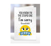 I'm sorry Grandchild Card, gifts for men, women, female, male, him, her, presemts for Christmas, You know I'm the stupd one, I am, A5-179_106