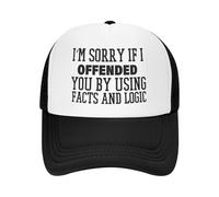 I'm Sorry If I Offended You by Using Facts and Logic Hats for Men Women Funny Trucker Hat Adjustable Adult Mesh Baseball Cap Black