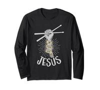 I'm Sticking with Jesus Christ Drummer Drum Set Drum Sticks Long Sleeve T-Shirt