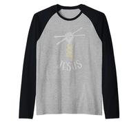 I'm Sticking with Jesus Christ Drummer Drum Set Drum Sticks Raglan Baseball Tee
