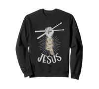 I'm Sticking With Jesus Christ Drummer Drum Set Drum Sticks Sweatshirt