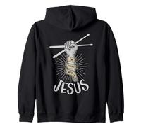 I'm Sticking With Jesus Christ Drummer Drum Set Drum Sticks Zip Hoodie