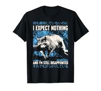 I'm Still Disappointed Raccoon Japanese T-Shirt - Unisex Adults, Small, Black, Short Sleeve, Classic Fit, Cartoon, Crew Neck