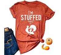 I'm Stuffed Thanksgiving Pregnancy T-Shirt Women Funny Baby Feet Turkey Graphic Tee Cute Fall Turkey Maternity Tops