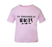I'm Surrounded by Idiots Statement [BBY5] Short Sleeve Cotton Toddler t Shirt, 2-3 Years, Pastel Pink