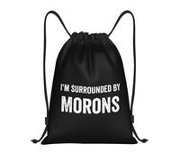 I'M Surrounded By Morons Unisex String Backpack Waterproof Swimming Bags Portable Pe Bag For Travel Holidays Gym Climbing