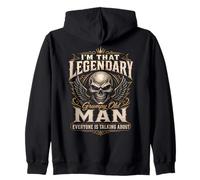 Im That Legendary Grumpy Old Man Biker Outfit Vintage Skull Zip Hoodie