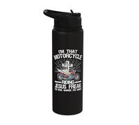 I'm That Motorcycle Riding Jesus Freak Cross Stainless Steel Insulated Water Bottle