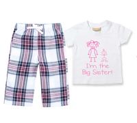 I'm The Big Sister Pyjamas Children Tartan Trouser Bottoms Pyjama Set Sister 60 SECOND MAKEOVER Pink 9-10 Years