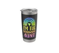 I'm The Bookworm Aunt Boho Rainbow Heart Aesthetic Stainless Steel Insulated Tumbler