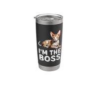 I'm The Boss Cornish Rex Cat Funny Cats My Cardio Cat Lovers Stainless Steel Insulated Tumbler