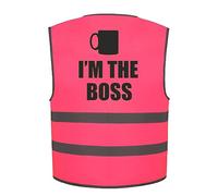 I'm The Boss Kids Hi Vis Vest Children's High Visibility Reflective Safety Waistcoat Fancy Dress School Road Safe, Add child's name to the front, Personalised