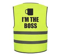 I'm The Boss Kids Yellow Hi Vis Viz Vest Waistcoat, Childrens High Visibility Reflective Fancy Dress Large
