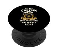 I'm The Captain To Save Time Funny Boat Captain PopSockets Adhesive PopGrip