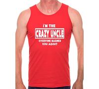 I'm The Crazy Uncle Mens Vest Tank Gym Top Small Red