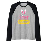 I'm The Cutest Bunny Rabbit Ears Egg Funny Easter Day Raglan Baseball Tee