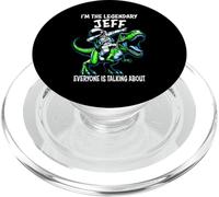 I'm The Legendary Jeff Funny Astronaut Dinosaur Cartoon PopSockets PopGrip for MagSafe