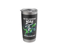 I'm The Legendary Noah Funny Astronaut on a Dinosaur Cartoon Stainless Steel Insulated Tumbler