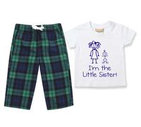I'm The Little Sister Pyjamas Children Tartan Trouser Bottoms Pyjama Set Sister 60 SECOND MAKEOVER Green 5-6 Years