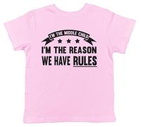 I'm The Middle Child, I'm The Reason we Have Rules Funny Childrens Kids Short Sleeve T-Shirt Light Pink
