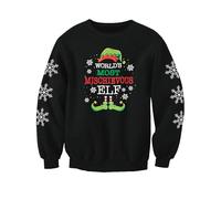 Im The Mischievous Elf Kids Christmas Jumper Printed Sweatshirt (KCJMischief, UK, Age, 7 Years, 8 Years, Regular) Black