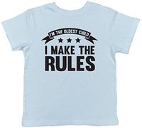 I'm The Oldest Child, I Make The Rules Funny Childrens Kids Short Sleeve T-Shirt Light Blue