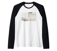 Im The Pops Im Always Right Camo Flag Father's Day Grandpa Raglan Baseball Tee