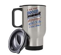 I'm The Proud Son in Law of a Freakin Awesome Mother in Law Mug - Gift for Daughter Thanksgiving/Christmas/Birthday/New Year 14 oz Travel Mug. (Silver)
