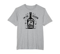Im The Reason The Rum is Gone Funny Drinking Quote T-Shirt, Men's Big and Tall, Heather Grey, 6X Tall