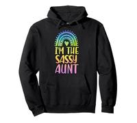 I'm The Sassy Aunt Boho Rainbow Heart Aesthetic Pullover Hoodie