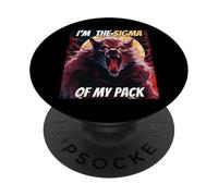 I'm The Sigma of My Pack Funny Wolf Meme Cool Werewolf PopSockets Adhesive PopGrip