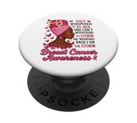 I'm The Storm Afro Women Breast Cancer Survivor Pink Ribbon PopSockets Adhesive PopGrip
